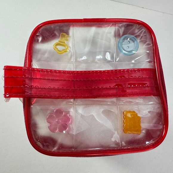 Corocorokuririn 1998 Sanrio Clear & Red Vinyl Plastic Zipper Square Bag - Picture 13 of 14